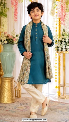 Boys Blue Festive Kurta Set